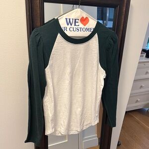 Veronica Beard Cream Raglan Long Sleeve Tee